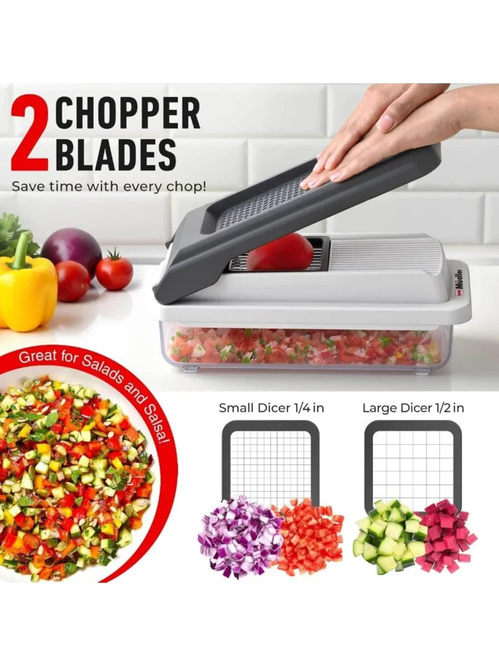 Versatile Vegetable Chopper & Mandoline Slicer | Dicer, Grater, Cutter, Kitchen